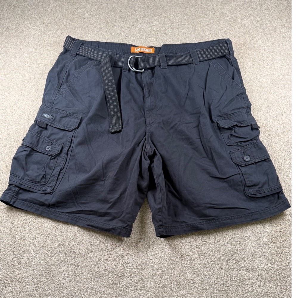 Lee Dungarees Mens Black Cotton Cargo Shorts with Belt Size 50 102282919